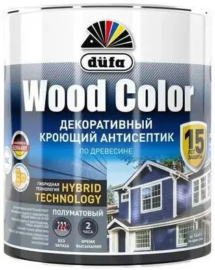 Dufa Wood Color декоративный кроющий антисептик по древесине (900 мл база 1) белый