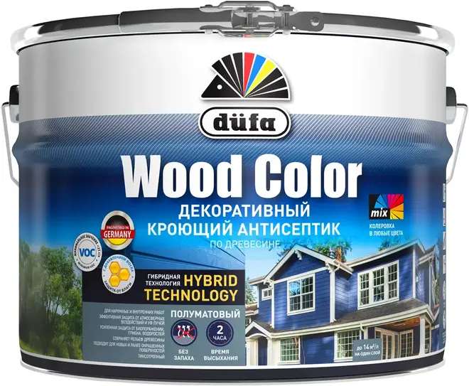 Dufa Wood Color декоративный кроющий антисептик по древесине (9 л) лунная ночь