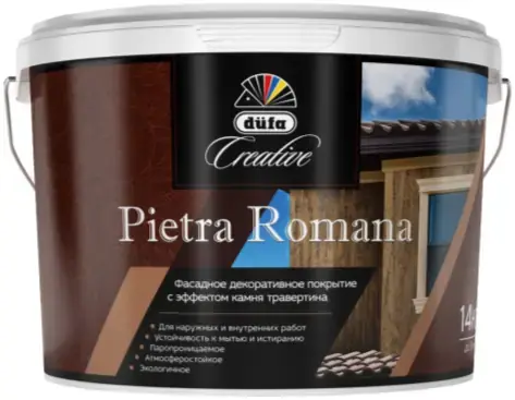 Dufa Creative Pietra Romana фасадное декоративное покрытие с эффектом камня травертина (14 кг)