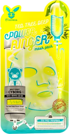 Elizavecca Tea Tree Deep Power Ringer Mask Pack тканевая маска для лица с экстрактом чайного дерева (1 маска)
