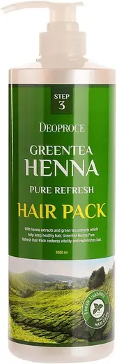 Deoproce Green Tea Henna Pure Refresh Hair Pack маска для волос с хной и зеленым чаем (1 л)