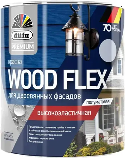 Dufa Premium Wood Flex краска для деревянных фасадов высокоэластичная полуматовая (900 мл) белая
