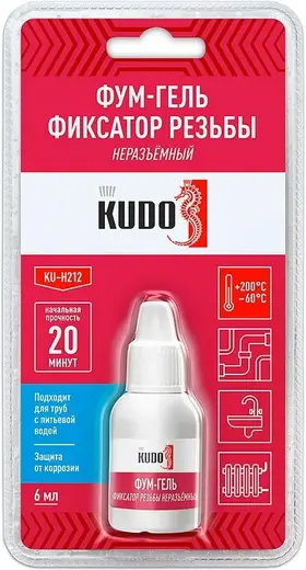 Kudo фум-гель фиксатор резьбы неразъемный (6 г)