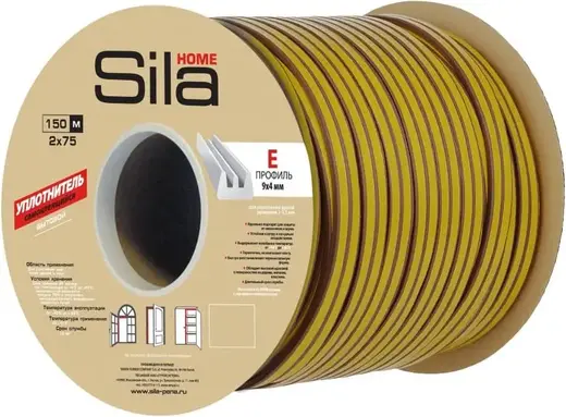 Sila Home уплотнитель самоклеящийся бытовой (9*150 м/4 мм) E-профиль коричневый