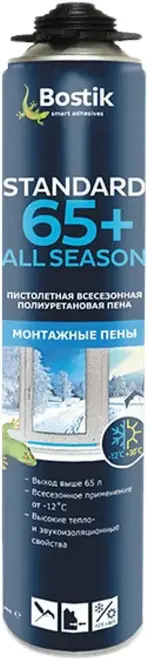 Bostik Standard All Season 65+ пистолетная всесезонная полиуретановая пена (850 мл)