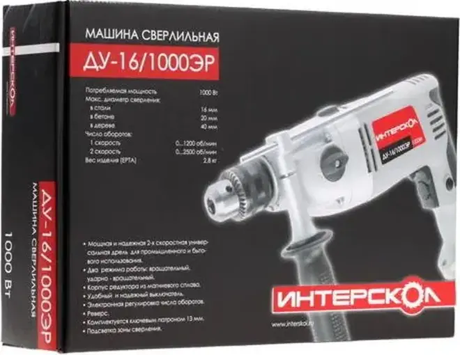 Интерскол ДУ-16/1000ЭР дрель ударная (1000 Вт) №57.1.3.00