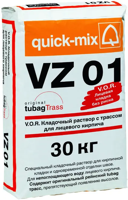 Quick-Mix VZ 01 кладочный раствор с трассом для лицевого кирпича (30 кг) A алебастрово-белый