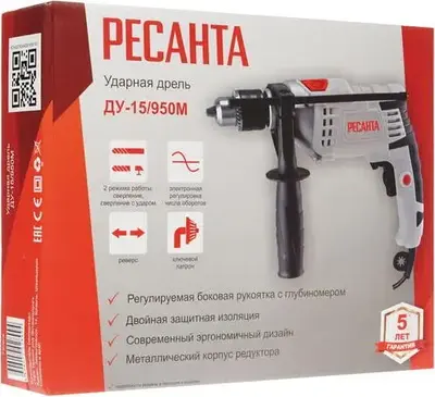 Ресанта ДУ-15/950М дрель ударная (950 Вт) №75/8/4