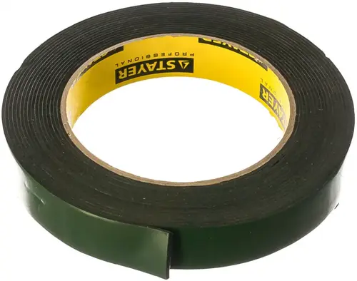 Stayer Profi лента клейкая двусторонняя на вспененной основе (19*5 м) черная