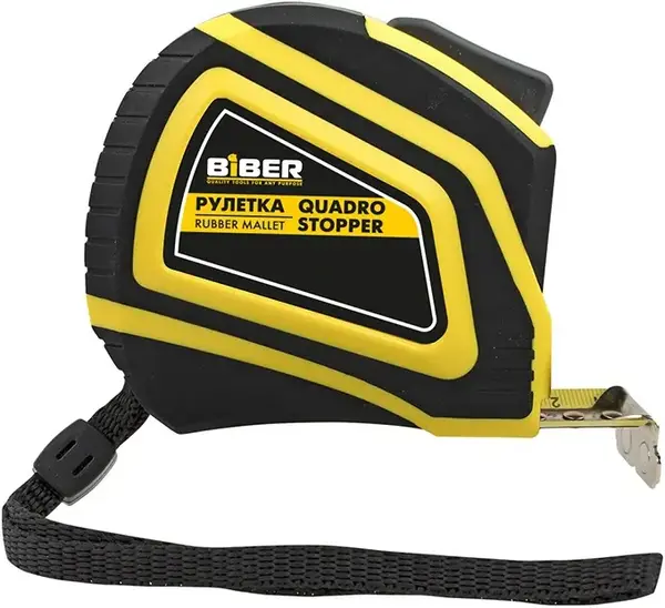Бибер Quadro Stopper Профи рулетка с автофиксацией (5 м*19 мм)