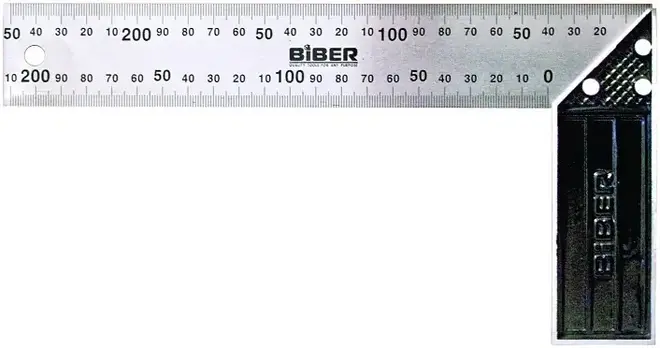 Бибер Профи угольник столярный с гравировкой (250*130 мм)