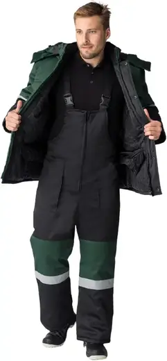 Факел-Спецодежда Профи-Норд костюм зимний (куртка + полукомбинезон 48-50) 170-176 зеленый/черный