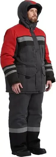 Ursus Зимник костюм зимний (куртка + брюки 44-46) 170-176 темно-серый/красный/черный