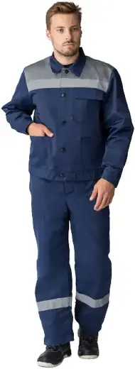 Факел-Спецодежда Труженик-2 СОП костюм (куртка + полукомбинезон 44-46) 170-176 серый/темно-синий