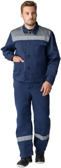 Факел-Спецодежда Труженик-2 СОП костюм (куртка + полукомбинезон 60-62) 170-176 серый/темно-синий