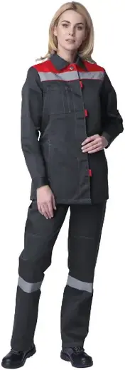 Факел-Спецодежда Весна-2 СОП костюм женский (куртка + полукомбинезон 48-50) 158-164 красный/темно-серый