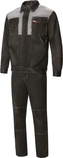 Союзспецодежда Mars костюм мужской летний (куртка + полукомбинезон 44-46) 170-176 черный/светло-серый