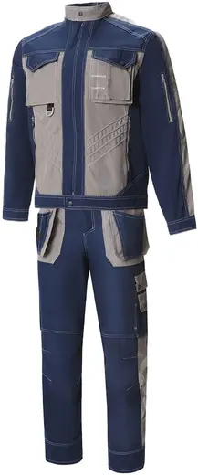 Союзспецодежда Прогресс костюм летний (куртка + полукомбинезон 60-62) 170-176 темно-синий/серый