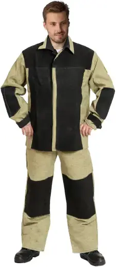 Факел-Спецодежда костюм сварщика комбинированный (куртка + брюки 44-46) 170-176 брезент, хлопок, кожевенный спилок