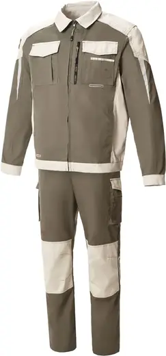 Союзспецодежда Status New 2 костюм (куртка + полукомбинезон 48-50) 170-176 серый хаки/серый песок