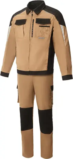 Союзспецодежда Status New 2 костюм (куртка + полукомбинезон 48-50) 170-176 бежевый/черный
