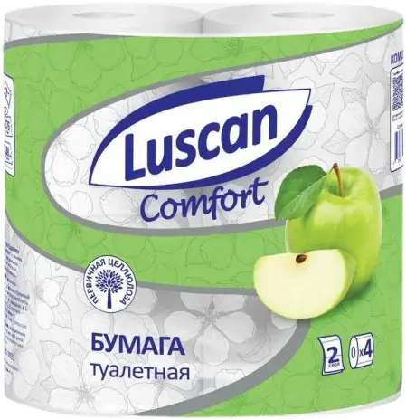 Luscan Comfort бумага туалетная с ароматом яблока (4 рулона в упаковке)