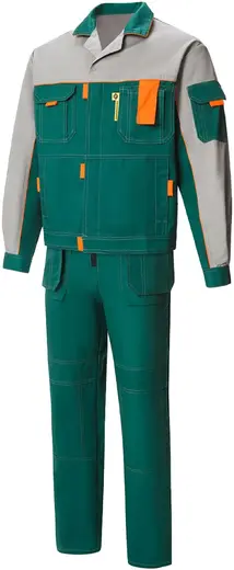 Союзспецодежда Профессионал-2 костюм рабочий (куртка + полукомбинезон 64-66) 170-176 зеленый/светло-серый