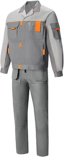 Союзспецодежда Профессионал-2 костюм рабочий (куртка + полукомбинезон 64-66) 170-176 темно-серый/светло-серый