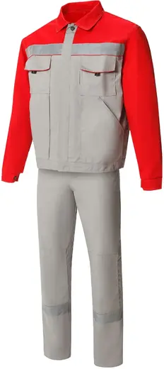 Союзспецодежда Мастер-Люкс костюм с СВП (куртка + полукомбинезон 60-62) 170-176 светло-серый/красный