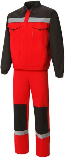 Союзспецодежда Мастер-Люкс костюм с СВП (куртка + полукомбинезон 44-46) 170-176 красный/черный