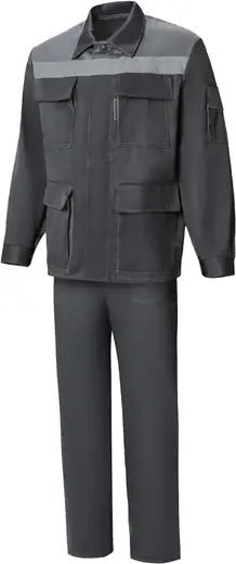 Союзспецодежда Коммунальщик костюм (куртка + полукомбинезон 48-50) 170-176 темно-серый/светло-серый