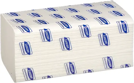Luscan Professional полотенца бумажные листовые V-сложения (20 пачек * 200 полотенец) белые 2 слоя первичная целлюлоза Россия