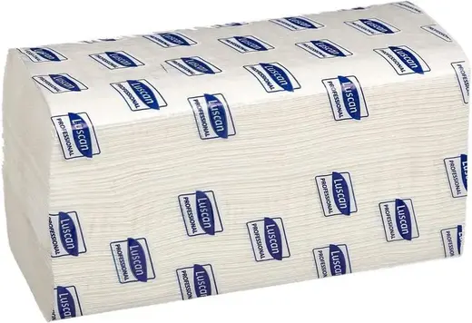 Luscan Professional полотенца бумажные листовые V-сложения (15 пачек * 250 полотенец) белые 1 слой первичная целлюлоза Россия