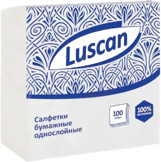 Luscan салфетки бумажные однослойные (100 салфеток в пачке) белые