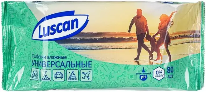 Luscan салфетки влажные универсальные (80 салфеток в пачке)