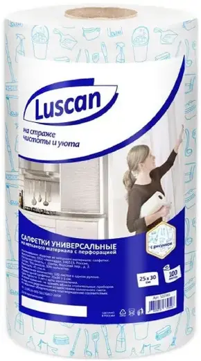 Luscan салфетки универсальные из нетканого материала с перфорацией (100 салфеток)