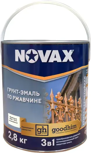 Goodhim Novax грунт-эмаль по ржавчине 3 в 1 (2.8 кг) бежевая RAL 1015 глянцевая