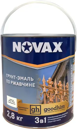 Goodhim Novax грунт-эмаль по ржавчине 3 в 1 (2.8 кг) серая RAL 7042 глянцевая