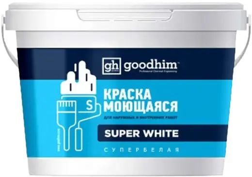 Goodhim S Super White краска моющаяся для наружных и внутренних работ (14 кг) супербелая