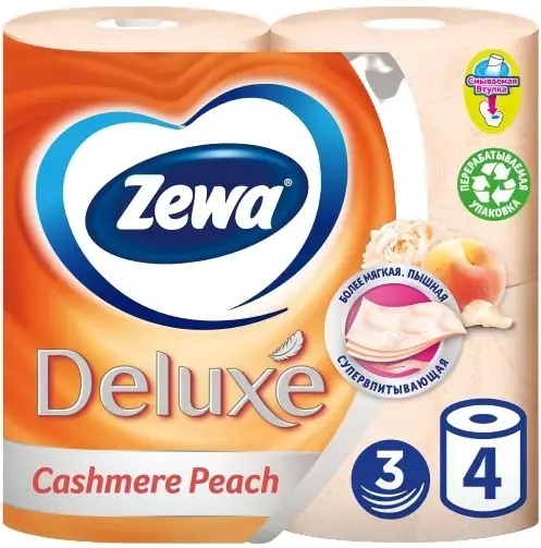 Zewa Deluxe Cashmere Peach бумага туалетная (4 рулона в упаковке)