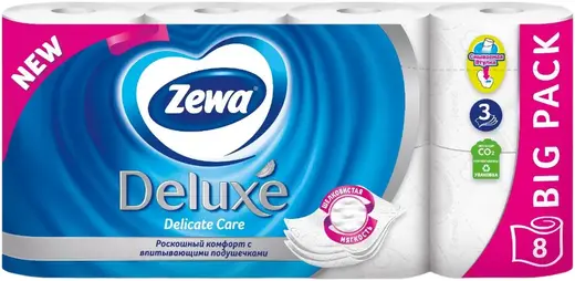 Zewa Deluxe Delicate Care бумага туалетная (8 рулонов в упаковке)