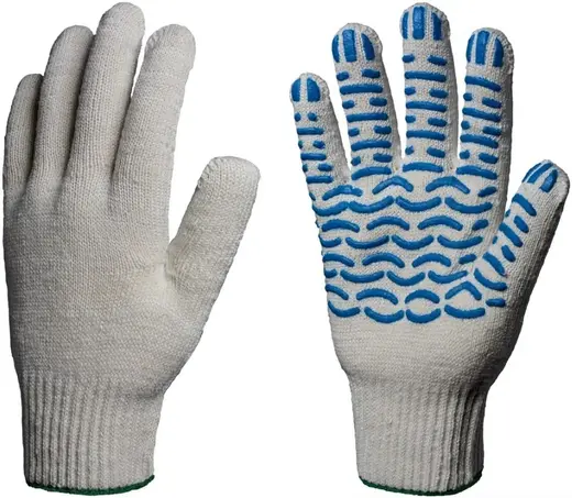 Факел-Спецодежда Стандарт перчатки х/б ПВХ белые класс вязки 10, покрытие волна