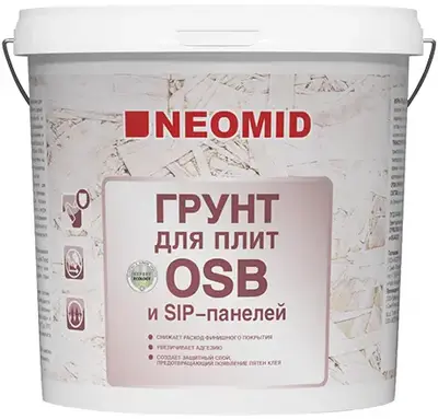 Неомид грунт для плит OSB и SIP-панелей (7 кг база готовый раствор) белый