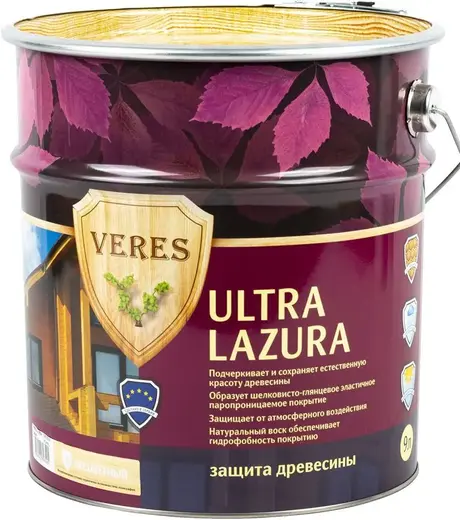 Veres Ultra Lazura декоративно-защитная лессирующая пропитка для древесины (9 л) №1
