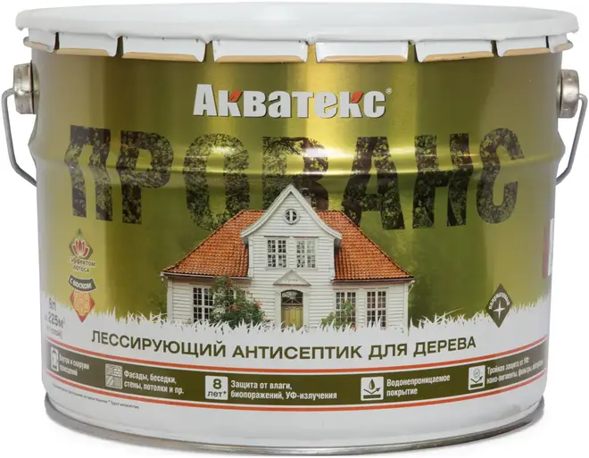 Акватекс Прованс лессирующий антисептик для дерева (9 л) калужница