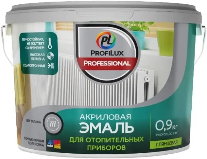 Профилюкс Professional эмаль акриловая для отопительных приборов (900 г) белая