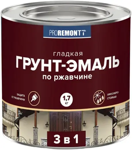 Proremontt грунт-эмаль по ржавчине 3 в 1 гладкая (1.7 кг) зеленая