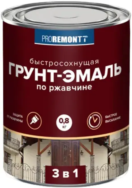 Proremontt грунт-эмаль по ржавчине 3 в 1 быстросохнущая (800 г) белая