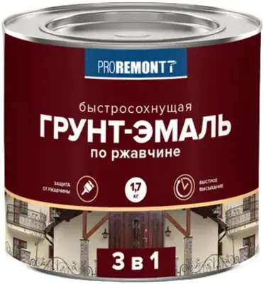 Proremontt грунт-эмаль по ржавчине 3 в 1 быстросохнущая (1.7 кг) белая