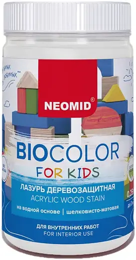 Неомид Bio Color for Kids лазурь деревозащитная на водной основе, шелковисто-матовая (250 мл) белая
